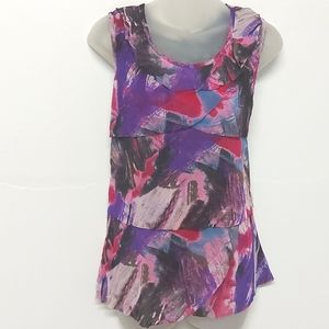 3 for $25- Forget Me Not Sleeveless Blouse in Red & Purple, Size S